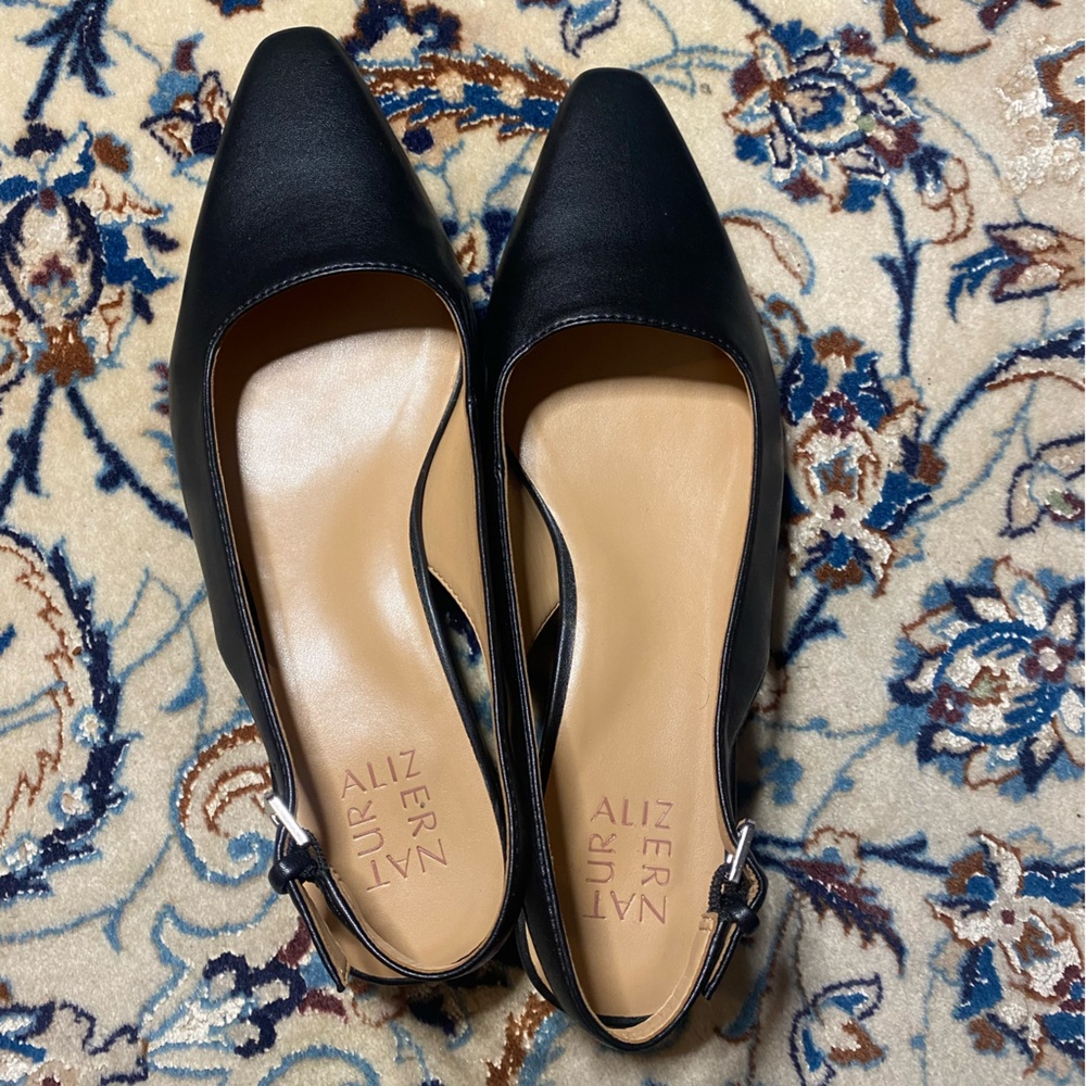 Naturalizer Ginger Black Slingback Short Block Heel Faux Leather, women’s 8.5W - Picture 2 of 8